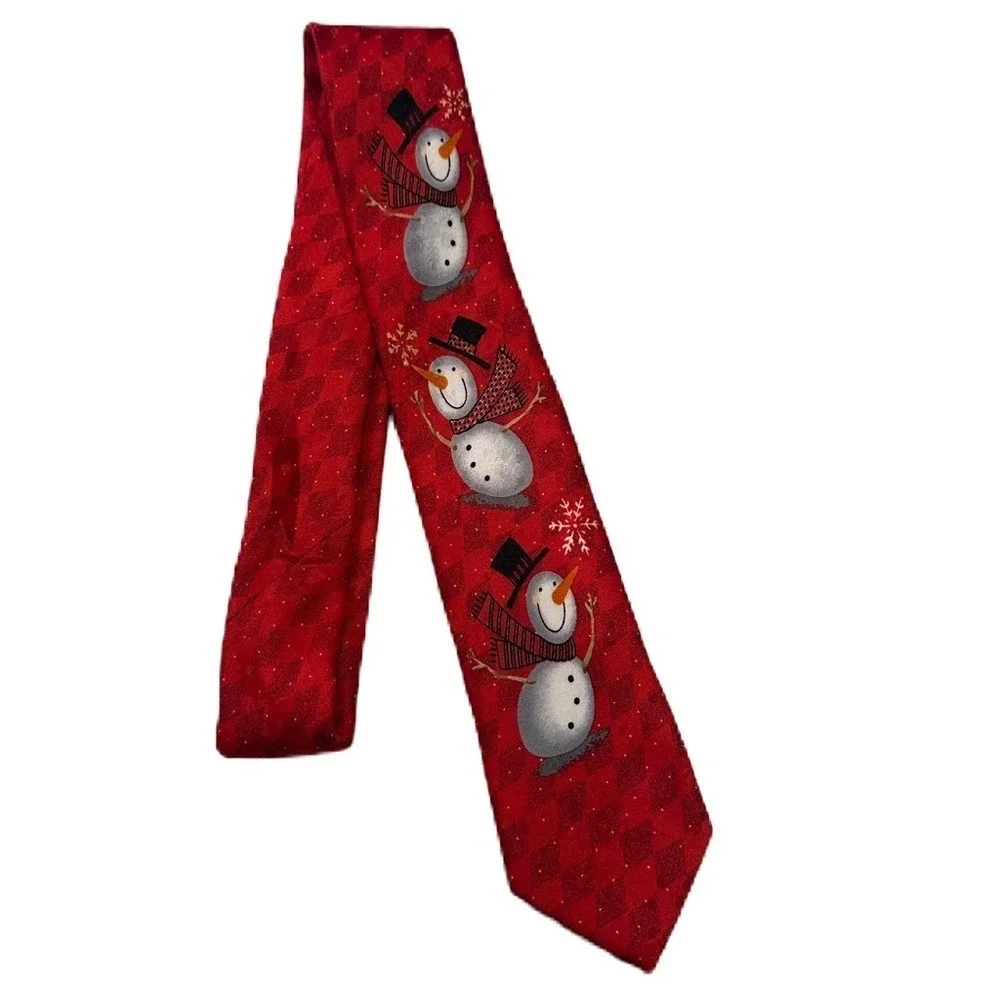 Ho Ho‎ Ho SnowMen Christmas Red Holiday Tie